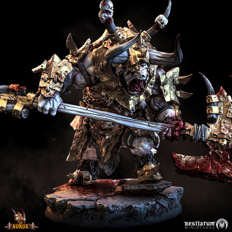 Миниатюра Вождь Скотобойни Slaughterhorn Chieftain 75мм