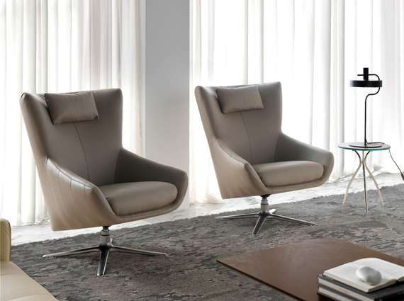 Крутящееся кресло Angel Cerda 5044, бежевая кожа