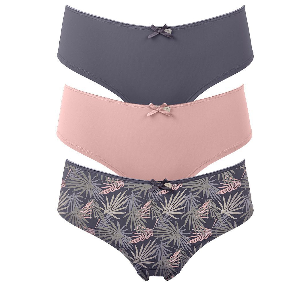 Набор из 3 серо-розовых трусиков-шортов Olivia (Размер: L) (Цвет: серый с розовым)