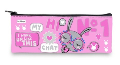 Пенал 195х75 мм на молнии мягкий -В модном чате- в индив.упак.