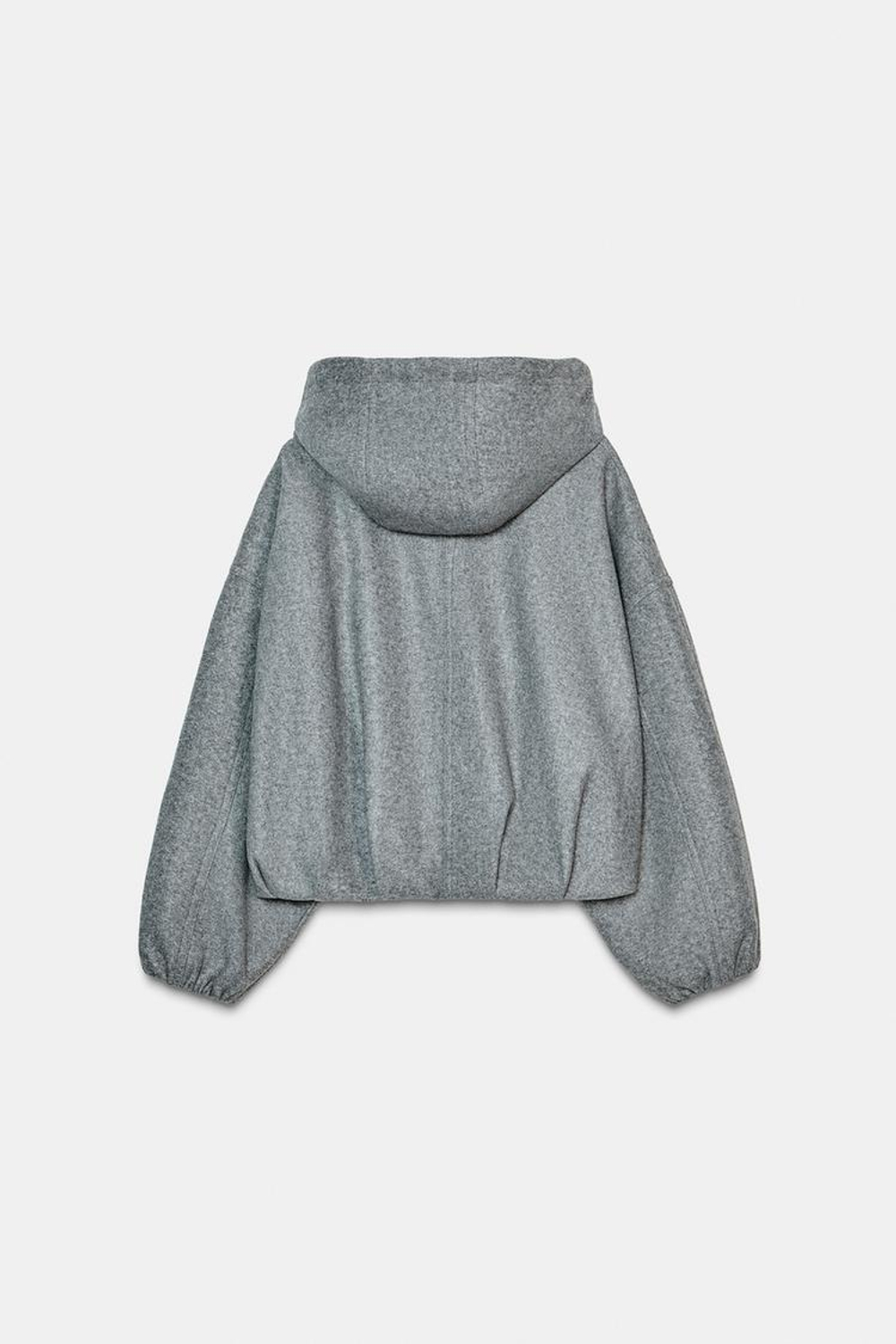 ZARA БОМБЕР ОВЕРСАЙЗ С КАПЮШОНОМ ИЗ МЯГКОЙ ТКАНИ, СЕРЫЙ