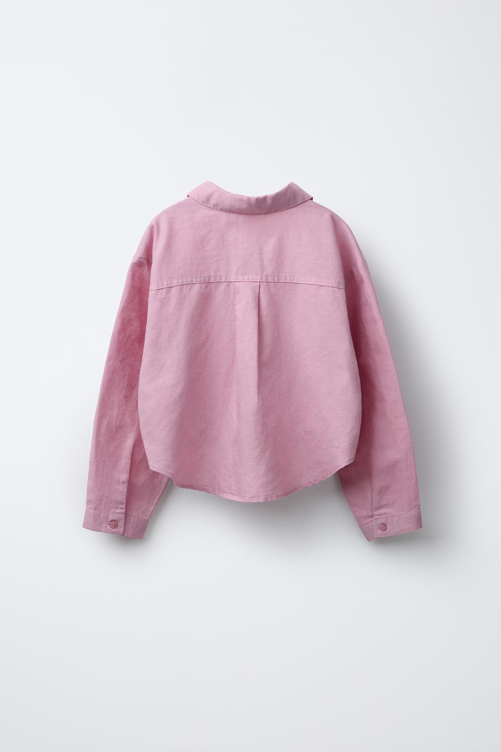 ZARA РУБАШКА ИЗ СМЕСОВОГО ЛЬНА СО СБОРКАМИ, РОЗОВЫЙ