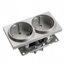 Розетка двойная с заземлением и со шторкой, без рамки Stekker Катрин 39584