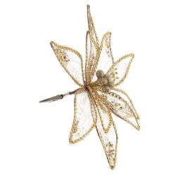 GAEM Цветок искусственный "Пуансеттия" (на клипсе), L23 W23 H12 см