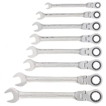 Набор ключей комбинированных трещоточных шарнирных 8-19 мм, 8 шт., CrV Matrix 14898