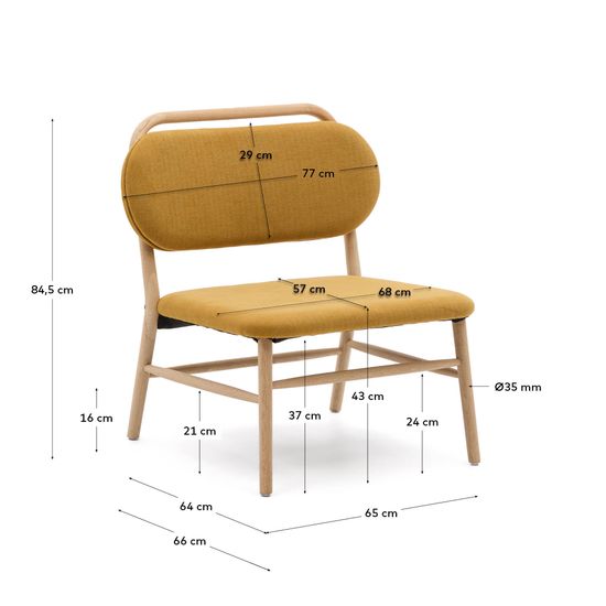Кресло Helda из горчичного шенилла и массива дуба Испания La Forma