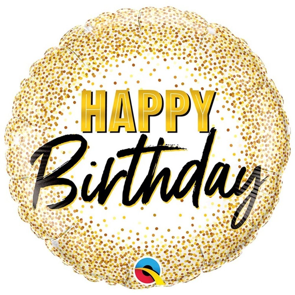 Шар круг Happy Birthday конфетти