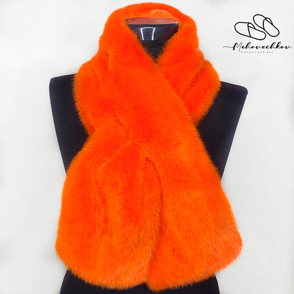 Шарф из меха норки | Оранжевый
