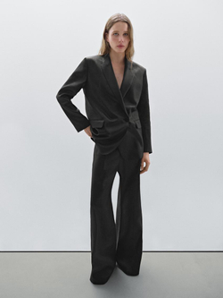 Massimo Dutti Двубортный пиджак из 100% льна, черный