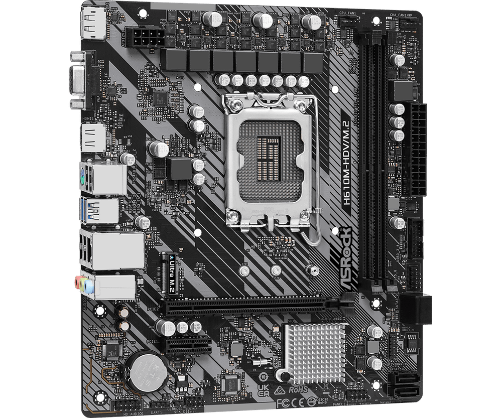 Материнская плата ASRock H610M-HDV/M.2 R2.0 LGA1700 2xDDR4 4xSATA M.2 D-Sub HDMI DP mATX