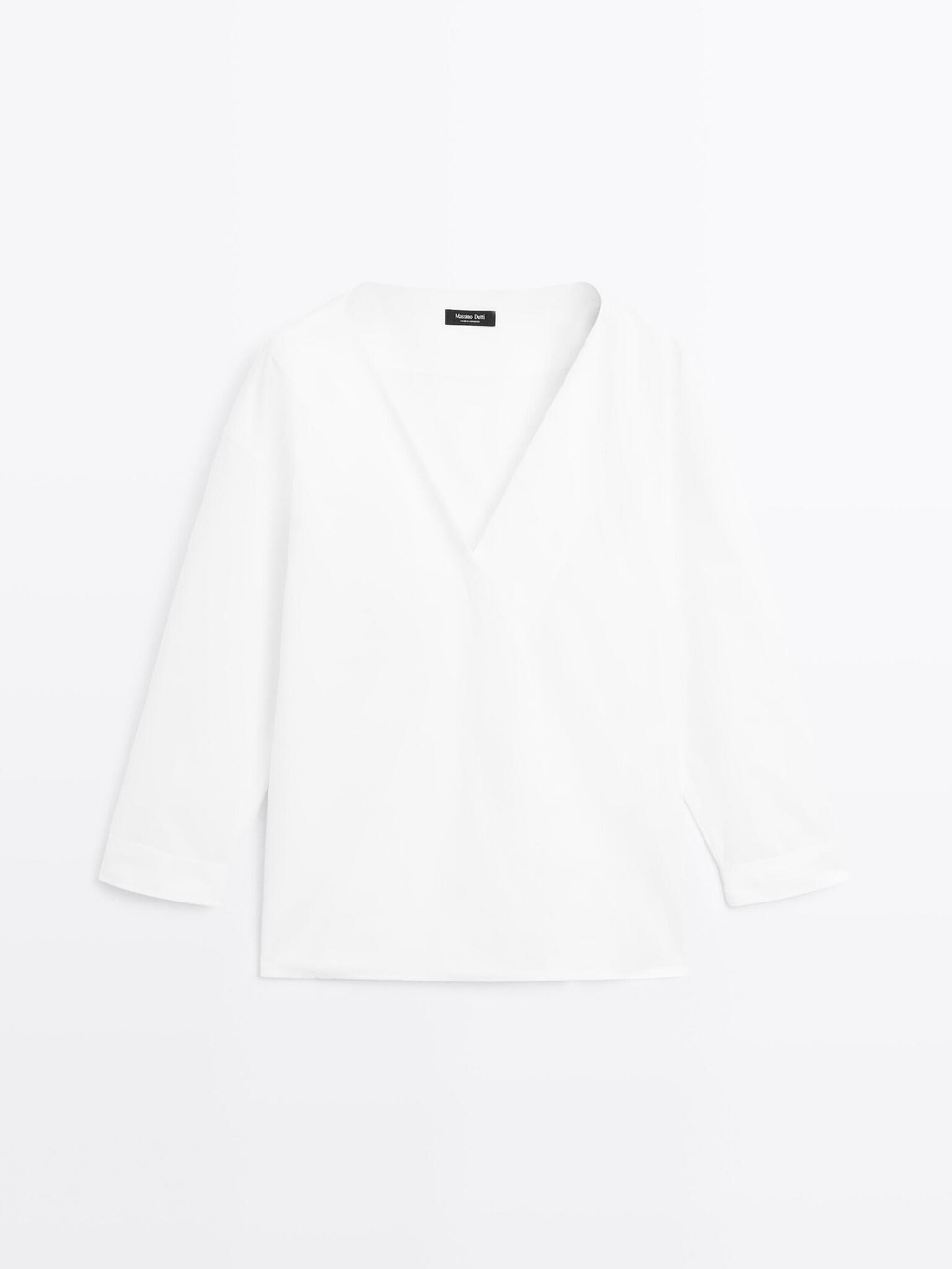Massimo Dutti Блуза из 100% хлопка на запáхе, белый