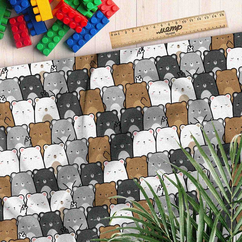 Ткань шелк Армани толпа медвежат