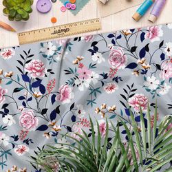 Ткань шифон роскошные розовые цветы