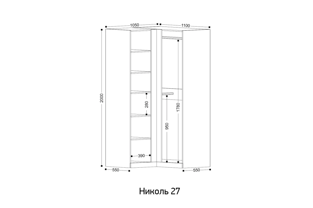 Угловой шкаф Николь 27: вместительное хранение для спальни