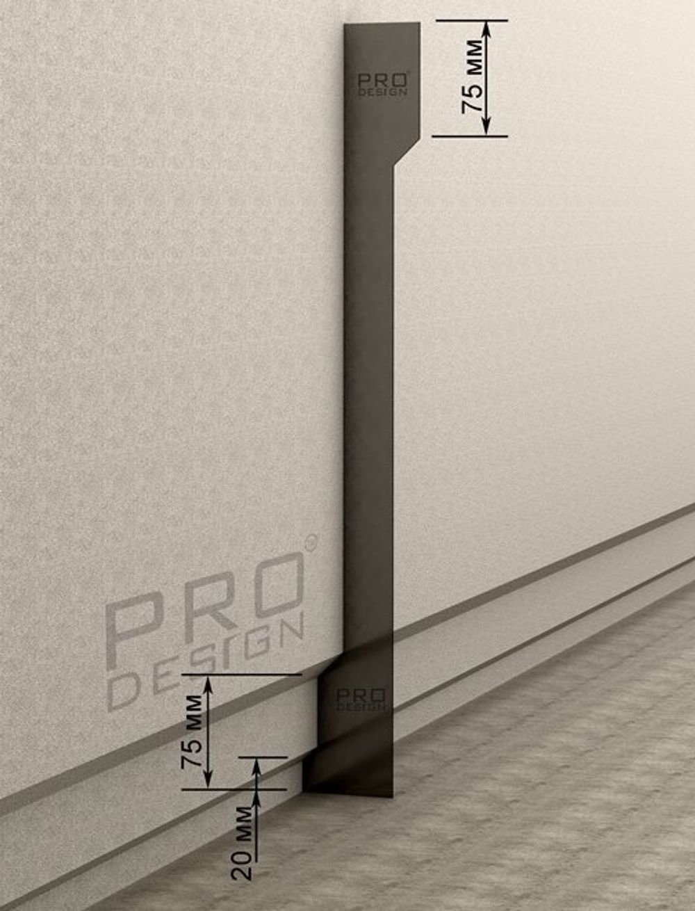 Шаблон для монтажа теневого плинтуса, 500x5x50/60 мм