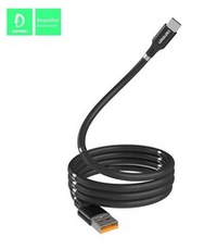 Кабель USB - Lightning DENMEN D11L 2.4A силиконовый на магнитной скрутке (черный) 1м