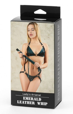 Изумрудная плеть Emerald Leather Whip с гладкой ручкой - 45 см.