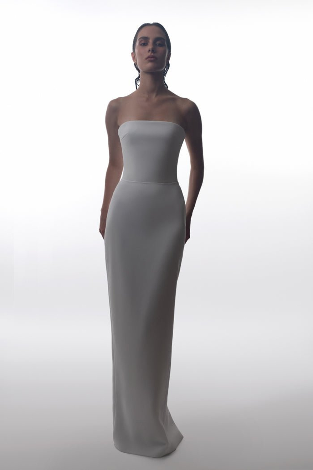 Платье макси корсетное из крепа