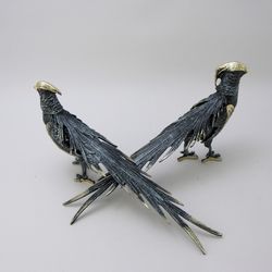 Bello De Bronze Статуэтка Фазаны пара, синие