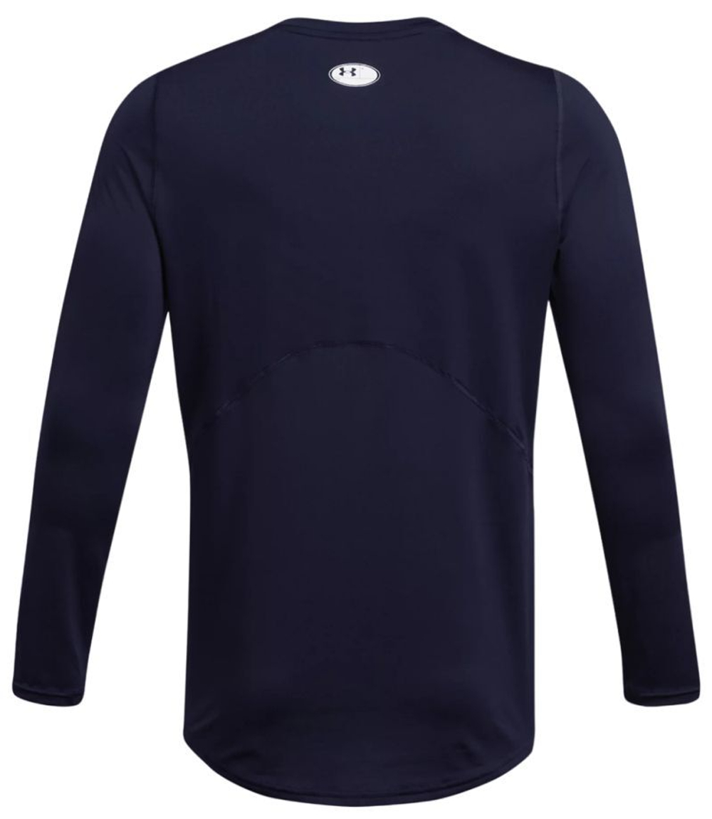 Мужская теннисная футболка Under Armour Men's HeatGear Armour Fitted Long Sleeve - midnight navy/white
