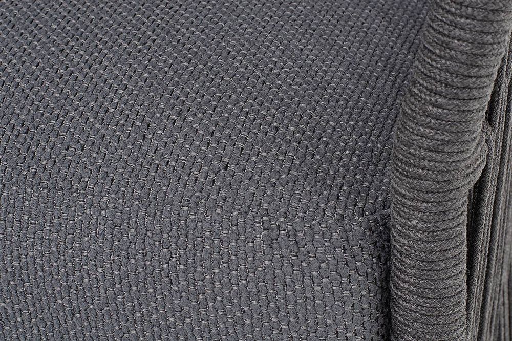 "Лугано" диван 3-местный плетеный из роупа, каркас алюминий темно-серый (RAL7024) муар, роуп темно-серый круглый, ткань темно-серая YB25-0027