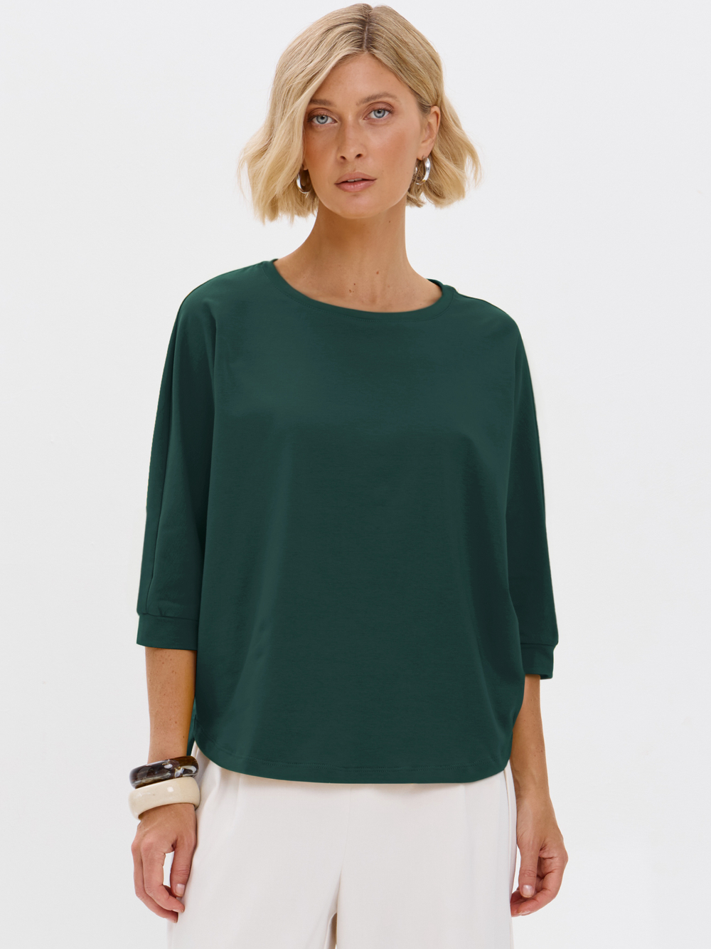 Свободная футболка летучая мышь с рукавом 3/4