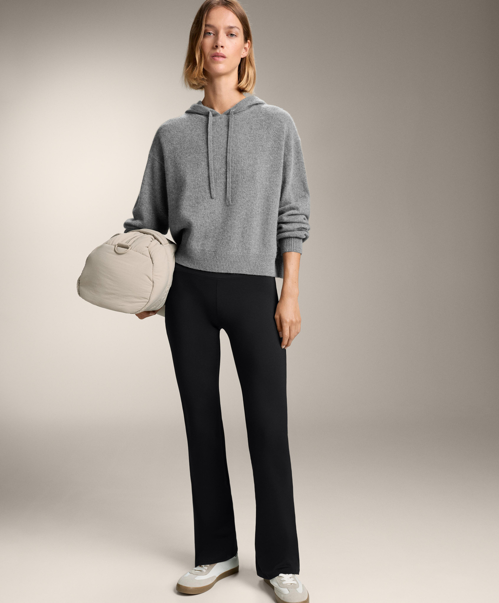 Oysho Толстовка с капюшоном из 100% кашемирового трикотажа, серый меланж