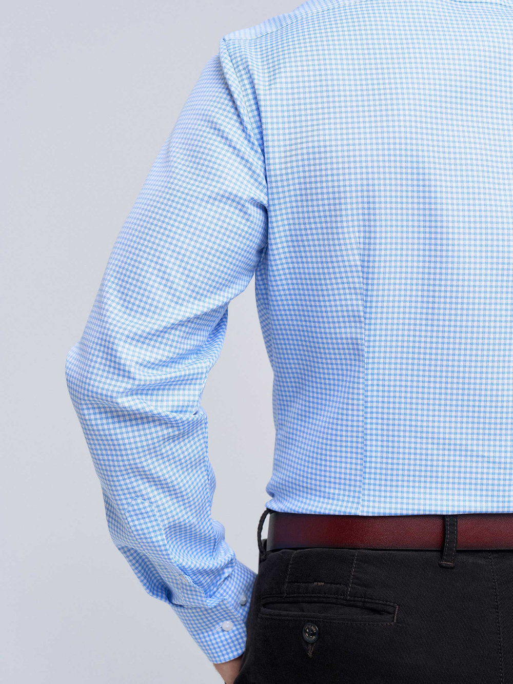 Сорочка мужская VESTER длинный рукав, голубая в клетку, 59816 05