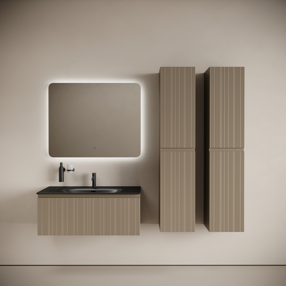 Тумба подвесная Sancos Code 990х453х400, c одним ящиком оснащенным доводчиками, цвет серо- бежевый , арт. CD100GB