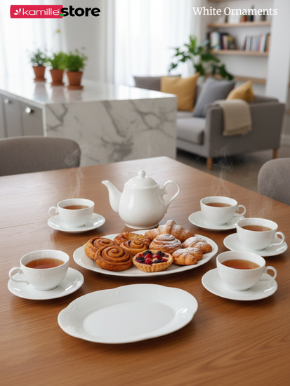 Чайный набор 250 мл. 12 предметов, фарфор, "White Ornaments"