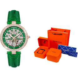 KANGOL Manual Mechanical Movement Genuine Leather Strap Watch Women"s Watch White Dial KANGOL K133