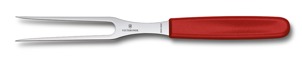 Фото вилка разделочная VICTORINOX 15 см плоская нержавеющая сталь красная пластиковая рукоять в картонном блистере с гарантией