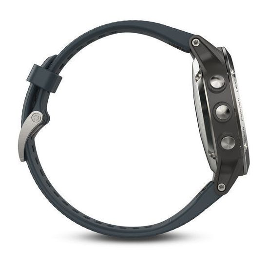 Умные мужские спортивные часы Garmin Fenix 5 - серебристые с синим ремешком 010-01688-01