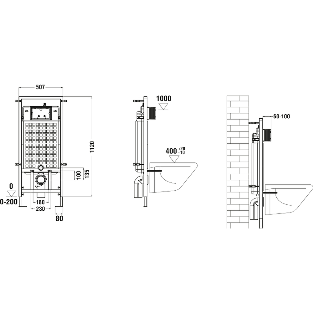 Инсталляция WeltWasser WW Marberg 507 RD BL 10000011214 для унитаза с Черной матовой клавишей смыва