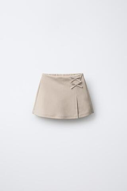 ZARA ЮБКА-ШОРТЫ SOFT TOUCH С БАНТАМИ, ПЕСОЧНЫЙ