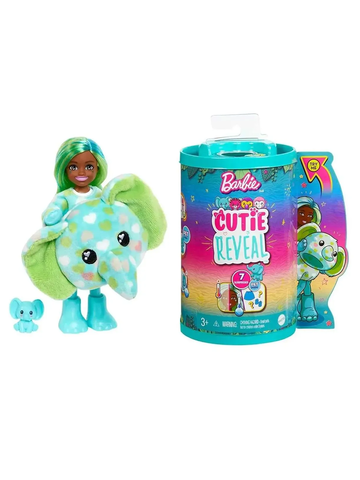 Кукла Барби Кьюти Ревил Слонёнок | Barbie Cutie Reveal Elephant HKR13 | кукла-сюрприз в костюме слонёнка Mattel 3+