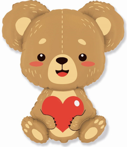 Шар (33""/84 см) Фигура, Плюшевый мишка с сердцем, 1 шт. Д001