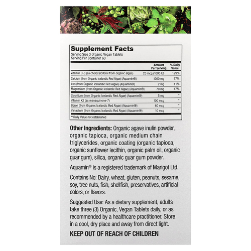 PlantFusion, органический веганский растительный кальций, 180 органических веганских таблеток
