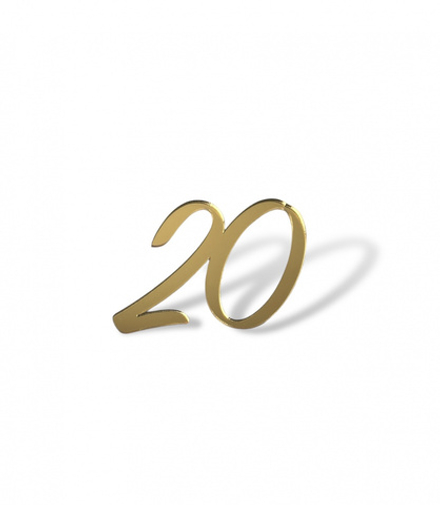 Топпер "Цифра 20" 5 см., золото