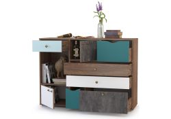 Комод Вайс 10.104 морское дерево винтаж К 015PW / камень темный / бензин 0244 SU / белый премиум