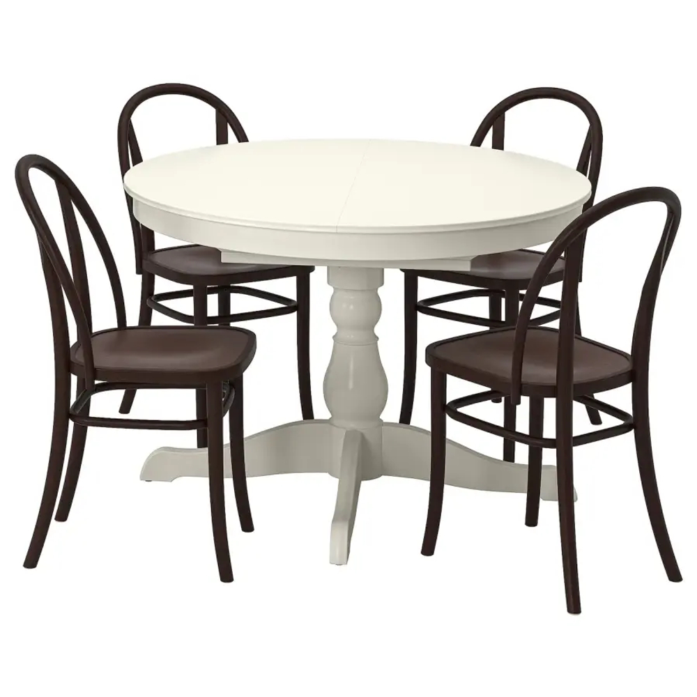Стол и 4 стула - INGATORP / SKOGSBO IKEA/ ИНГАТОРП/СКОГСБО ИКЕА, 110х85х40 см, белый/коричневый