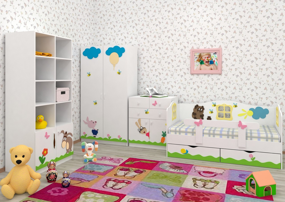 Стеллаж «Винни» в составе комплекта для детской комнаты