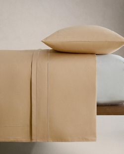 Zara Home - Атласная простыня с двойным декоративным подолом, бежевый, 210x280 см