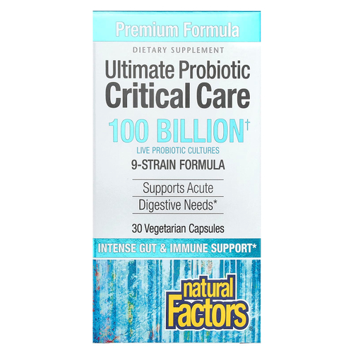 Natural Factors, Ultimate Probiotic Critical Care, пробиотики для лечения критических состояний, 100 миллиардов КОЕ, 30 вегетарианских капсул