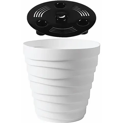 Кашпо для цветов пластиковое 3,5л d-19,7см «Бархан» Белый