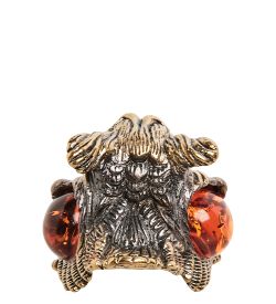 Народные промыслы AM- 454 Фигурка «Мудрая сова» (латунь, янтарь)