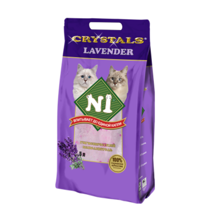N1 CRYSTALS LAVENDER Наполнитель силикагелевый с ароматом лаванды, 5 л