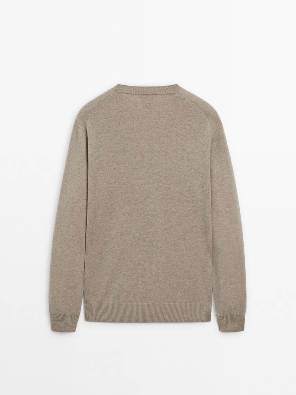 Massimo Dutti Джемпер из 100% кашемира с круглым вырезом, норка