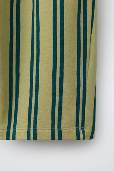 ZARA БРЮКИ WIDE LEG ИЗ ФУТЕРА В ПОЛОСКУ, ЗЕЛЕНЫЙ