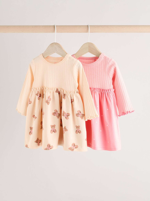 Платье для девочки Next E65-155, 2 шт., Бежевый, Розовый